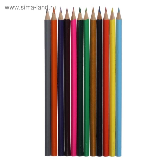 Карандаши 12 цветов, корпус деревянный, треугольный Карандаши 12 цветов, корпус деревянный, треугольный