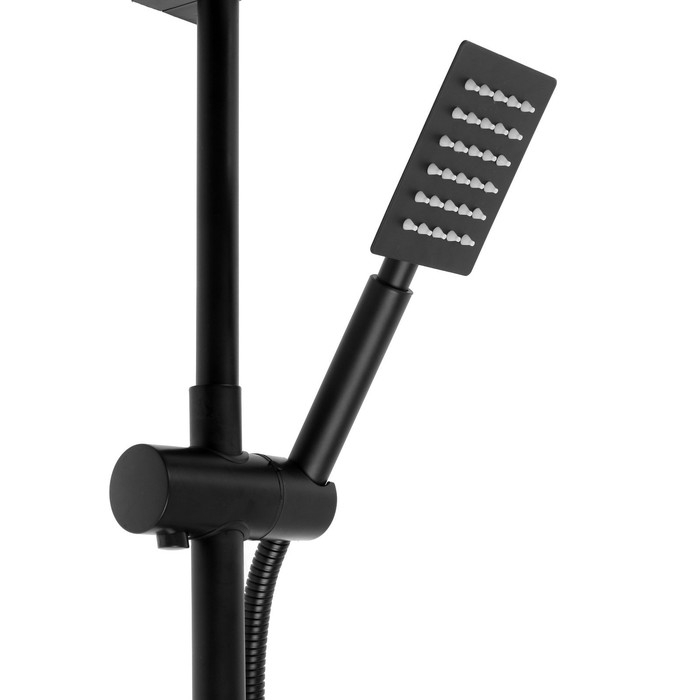 Душевая система ZEIN ZS-65BL, смеситель, троп. и ручная лейка квадрат, нерж. сталь, черный Душевая система ZEIN ZS-65BL, смеситель, троп. и ручная лейка квадрат, нерж. сталь, черный