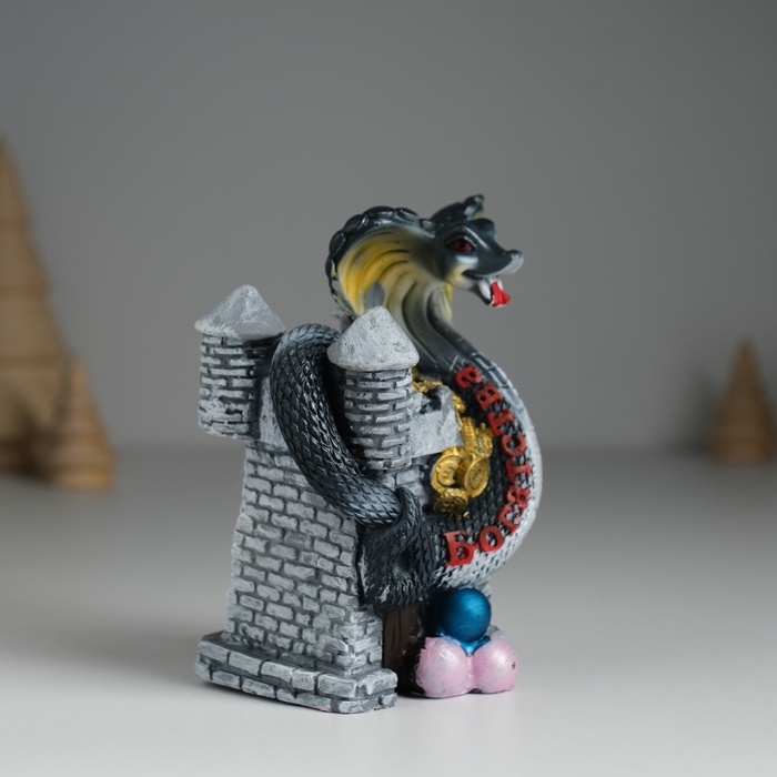 Копилка полистоун Копилка полистоун "Змея тёмная на башне" 7х6,5х10,3 см