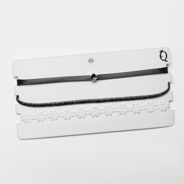 Чокер «Трио» цветы (набор 3 шт.), цвет чёрно-белый, 32 см Чокер «Трио» цветы (набор 3 шт.), цвет чёрно-белый, 32 см