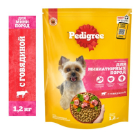 Сухой корм Pedigree для собак мини пород, говядина, 1,2 кг