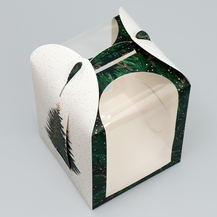 Складная коробка под маленький торт «Ёлочка», 15 х 15 х 18 см, Новый год Складная коробка под маленький торт «Ёлочка», 15 х 15 х 18 см, Новый год