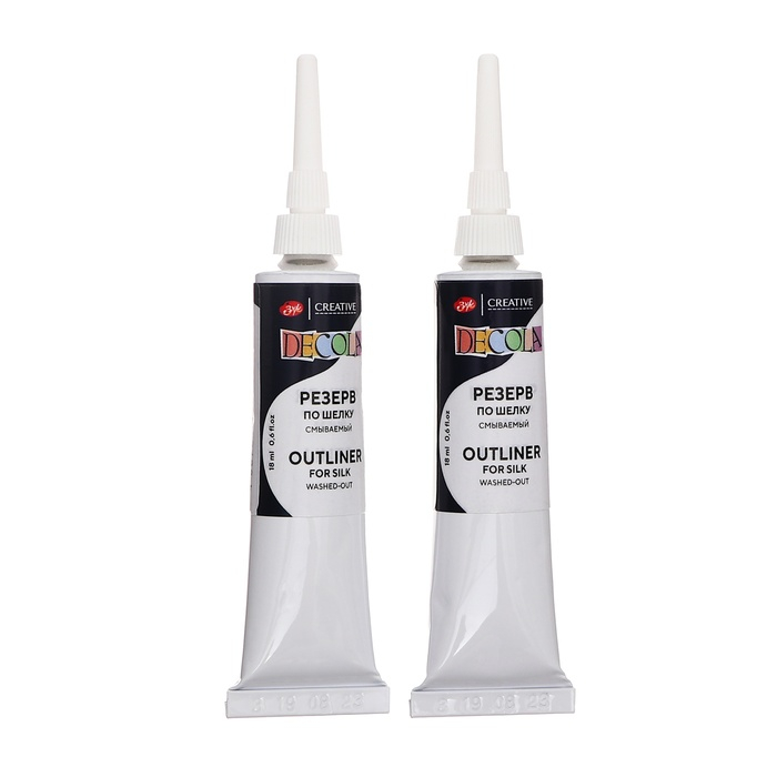 Краска по ткани (шелку), набор 6 цветов х 50 мл, ЗХК Decola  Краска по ткани (шелку), набор 6 цветов х 50 мл, ЗХК Decola "Батик" (резерв 2 штуки х 18 мл), акриловая на водной основе, (4441448)