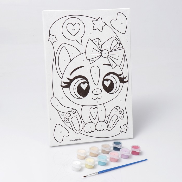 Картина по номерам для детей «Кошечка с бантиком», 20 х 30 см