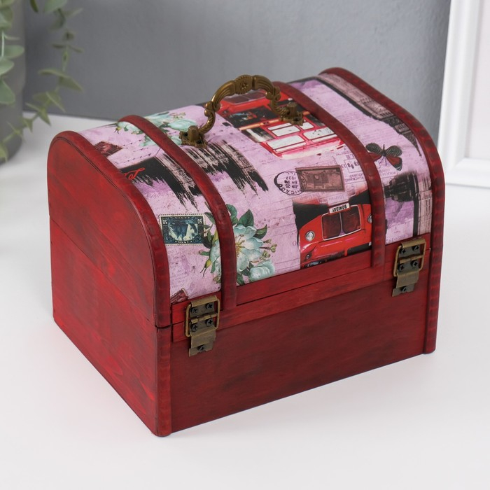 Шкатулка дерево сундучок  Шкатулка дерево сундучок "Путешествие по Европе" 15х20х15 см