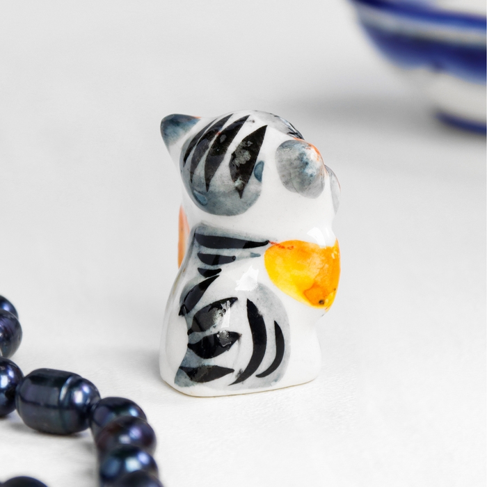 Сувенир «Кот с бантом», 3 см, цвет, гжель Сувенир «Кот с бантом», 3 см, цвет, гжель