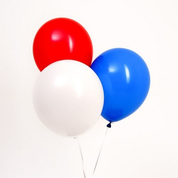 Шар латексный 12 Шар латексный 12" «Триколор», пастель, набор 30 шт., цвета синий, белый, красный