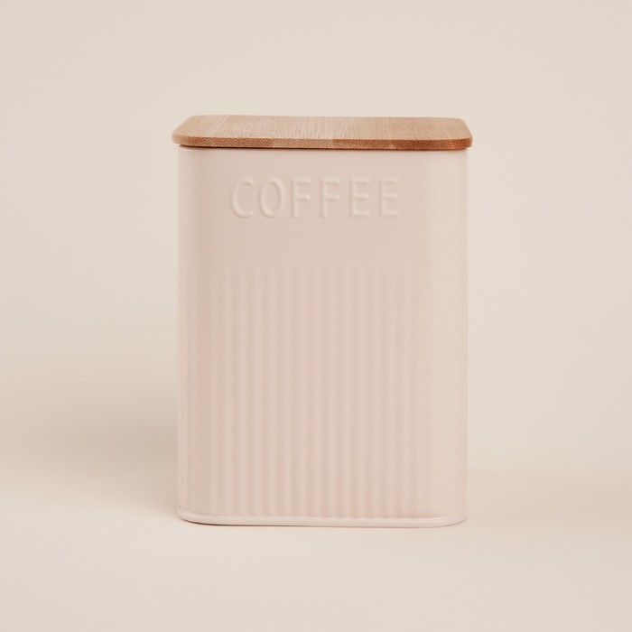 Банка для кофе &laquo;Сан-Лоренцо&raquo;, 10&times;13 см, цвет розовый, с бамбуковой крышкой