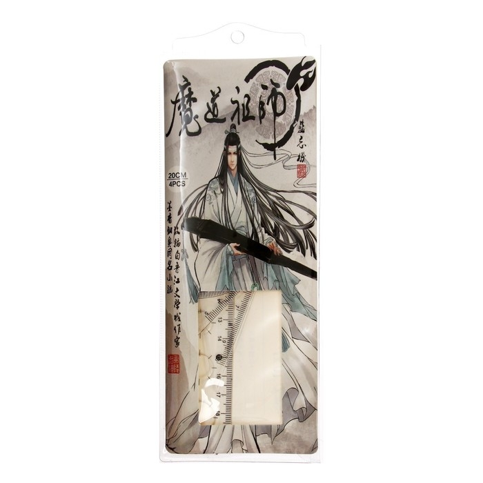 Набор геометрический Набор геометрический "Аниме", (линейка, транспортир, 2 угольника) в пенале, МИКС