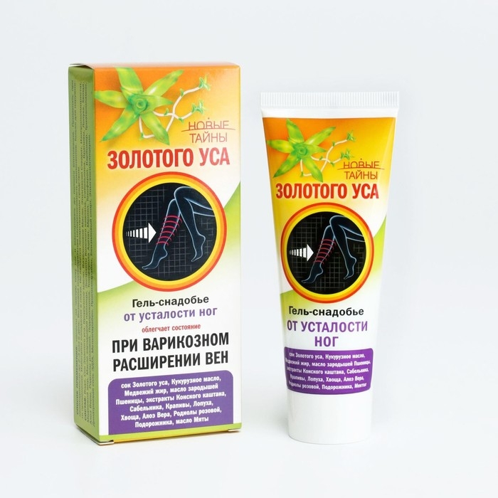 Гель-снадобье  Гель-снадобье "Новые тайны Золотого уса", при тяжести в ногах и варикозном расширении вен, 75 мл