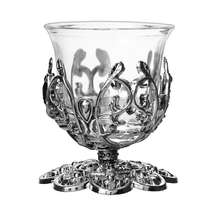 Подсвечник стекло 1 свеча Подсвечник стекло 1 свеча "Узор", цвет серебристый