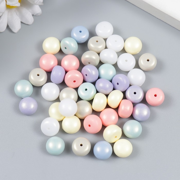 Бусины с несквозным отверстием Бусины с несквозным отверстием "Сплюснутый шар. Матовый" перламутр набор 20 гр 0,7х1х1 см