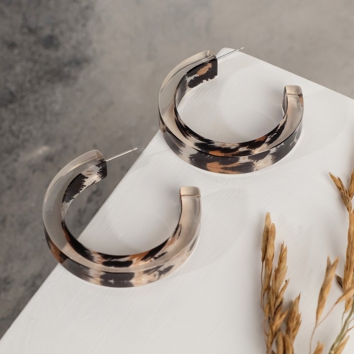 Серьги-кольца «Танзания» леопард, светлый, d=3,5, цветные Серьги-кольца «Танзания» леопард, светлый, d=3,5, цветные