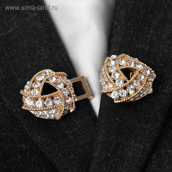 Зажим для кардигана «Бермуды», цвет белый в золоте Зажим для кардигана «Бермуды», цвет белый в золоте