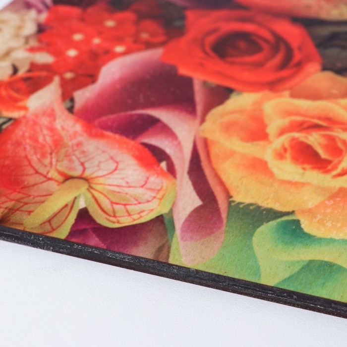 Набор деревянная разделочная доска и подставка под горячее с декором  Набор деревянная разделочная доска и подставка под горячее с декором "№3" 29,25х18,75х1,1 см