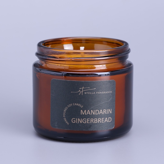 Свеча ароматическая в банке  Свеча ароматическая в банке "MANDARIN GINGERBREAD",соевый воск,50 г,мандарин, пряник