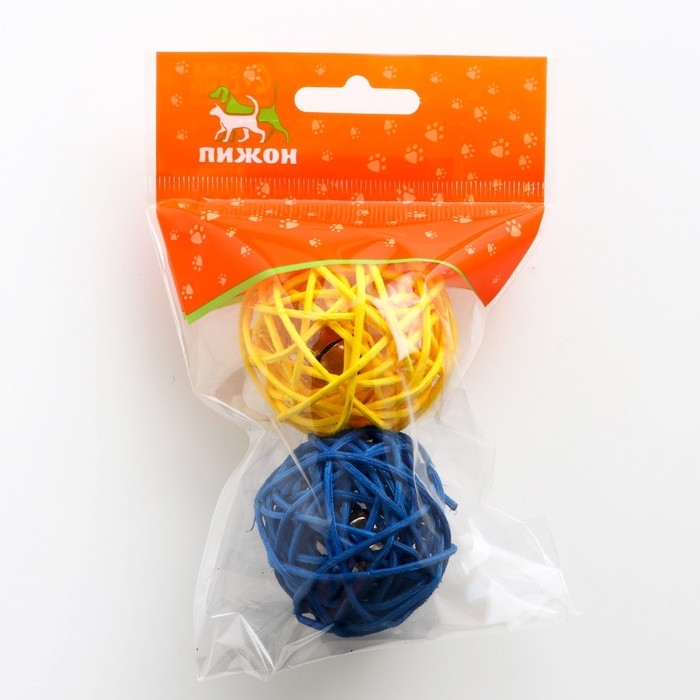 Набор из 2 плетёных шариков из лозы без бубенчиков, 5 см, фиолетовый/розовый Набор из 2 плетёных шариков из лозы без бубенчиков, 5 см, фиолетовый/розовый