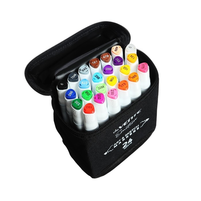 Набор художественных маркеров 24 цвета, текстильная сумка, deVENTE Emotion, Green colors (2 наконечника: пулевидный/скошенный) 5044101 Набор художественных маркеров 24 цвета, текстильная сумка, deVENTE Emotion, Green colors (2 наконечника: пулевидный/скошенный) 5044101