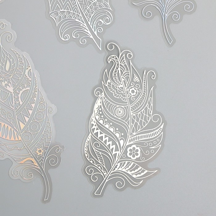 Наклейки для творчества Наклейки для творчества "Голография. Перья" d=10 см набор 10 шт 0,2х14х11 см