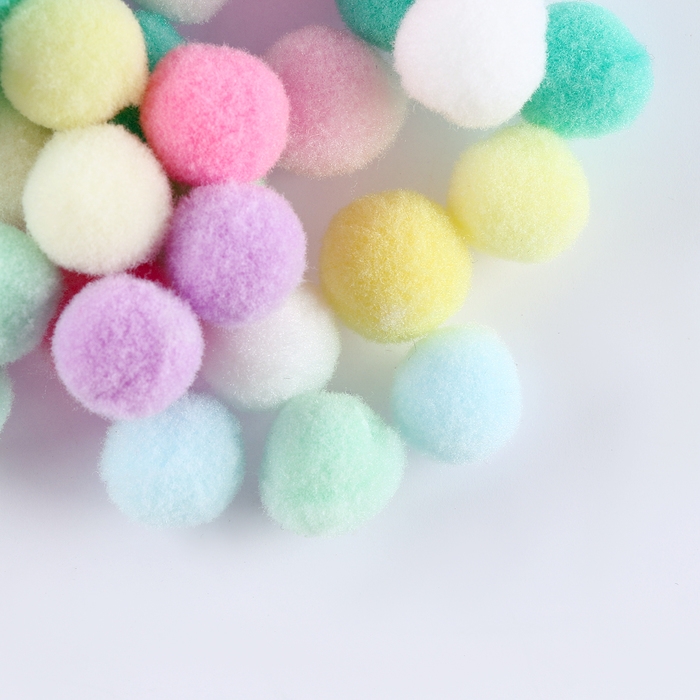 Текстильные детали для декора &laquo;Бомбошки&raquo;, набор 80 шт., размер 1 шт. &mdash; 1,5 см, цвет МИКС