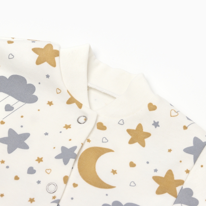 Комбинезон детский закрытые ножки, цвет белый/звёздочки, рост 80 см