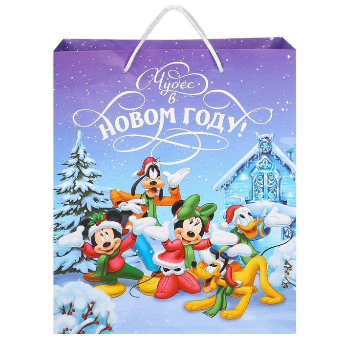 Пакет подарочный Пакет подарочный "С Новым годом!", 23х27х11.5 см, упаковка, Микки Маус