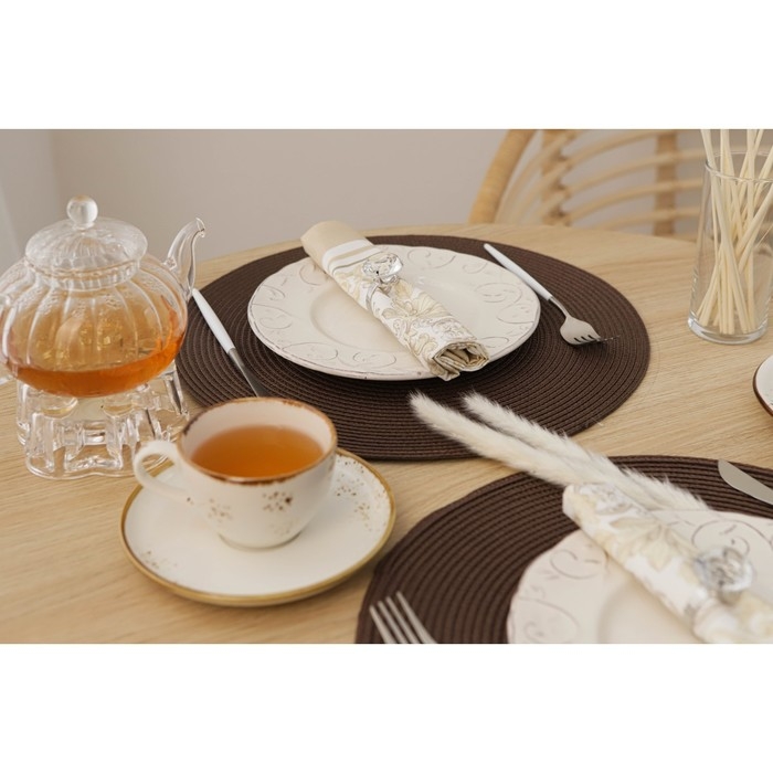 Набор салфеток сервировочных на стол Доляна «Лофт», 4 шт, d=38 см, цвет коричневый Набор салфеток сервировочных на стол Доляна «Лофт», 4 шт, d=38 см, цвет коричневый