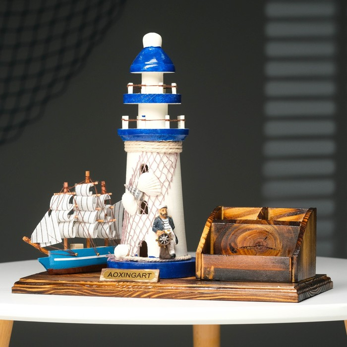 Набор настольный «Маяк»: подставка для ручек, визитница, 14 х 30 х 27 см