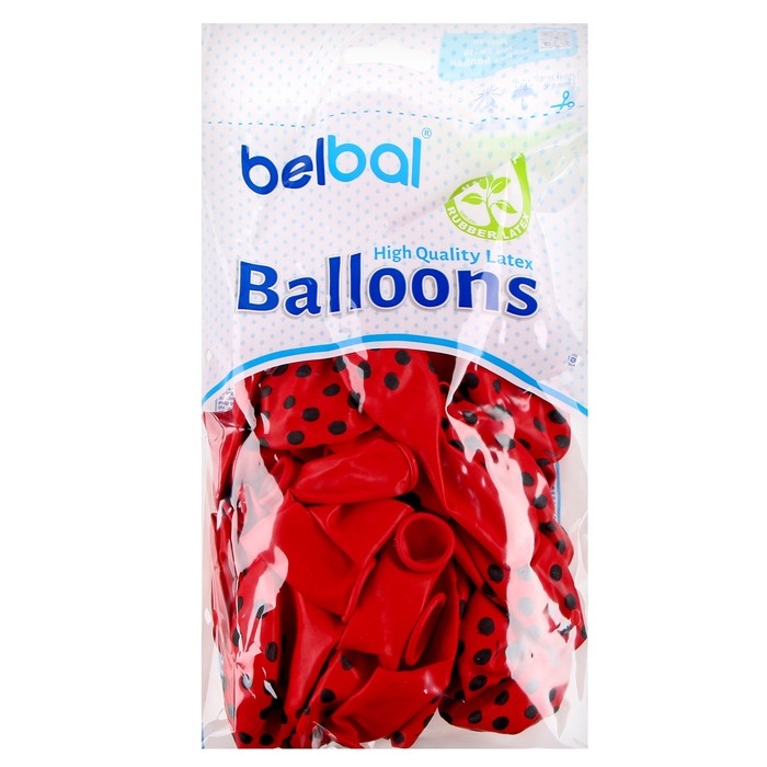 Шар латексный 14 Шар латексный 14" «Горох арт», пастель, шелкография, набор 25 шт., цвет чёрно-красный