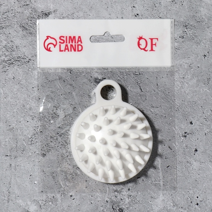 Щётка - массажёр для мытья головы, 8,5 × 6,8 × 3,6 см, цвет белый Щётка - массажёр для мытья головы, 8,5 × 6,8 × 3,6 см, цвет белый