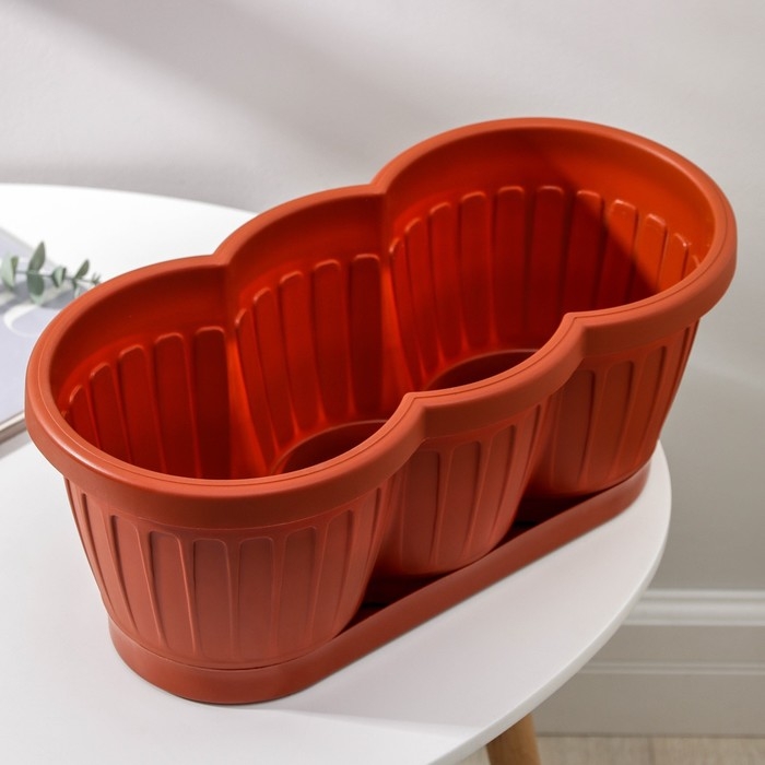 Ящик для цветов с поддоном «Гусеница», цвет МИКС Ящик для цветов с поддоном «Гусеница», цвет МИКС