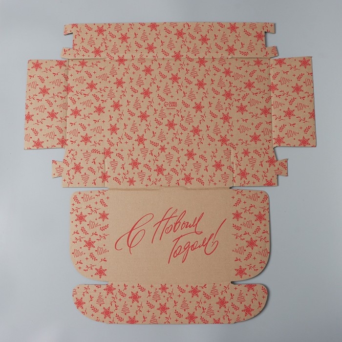 Коробка новогодняя складная «С новым годом», бурый, 27 х 21 х 9 см, Новый год Коробка новогодняя складная «С новым годом», бурый, 27 х 21 х 9 см, Новый год