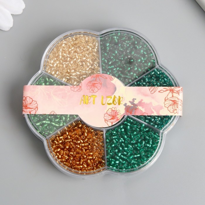 Бисер стекло 12/0 в цветке  Бисер стекло 12/0 в цветке "Воздух" цветной прозрачный 7 цветов х 8  гр 8,2х8,2х2 см