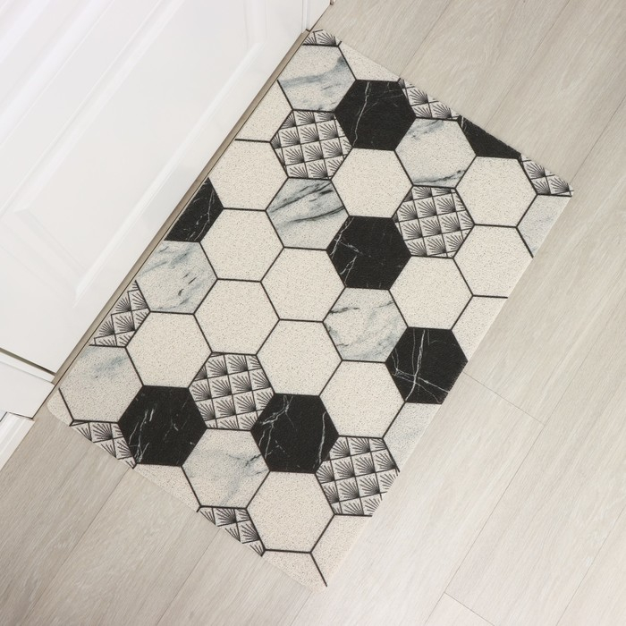 Коврик придверный грязезащитный Доляна «Мрамор», вырезной, 50×80 см, цвет серый Коврик придверный грязезащитный Доляна «Мрамор», вырезной, 50×80 см, цвет серый