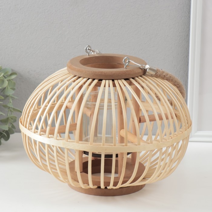 Подсвечник дерево на 1 свечу Подсвечник дерево на 1 свечу "Шар из лозы" натуральный" 13х28х20 см