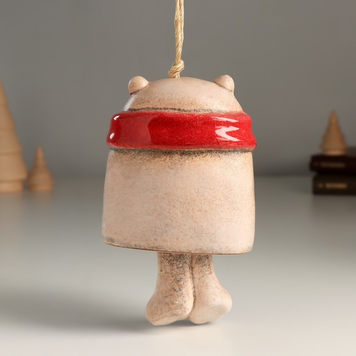Колокольчик керамика  Колокольчик керамика "Медвежонок в красном шарфе" 6,6х8х9 см