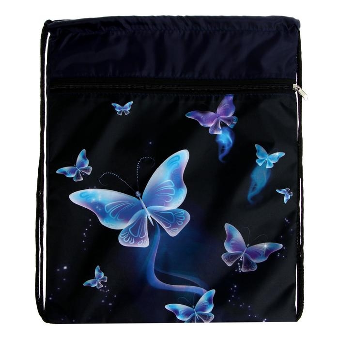 Мешок для обуви с карманом 420 х 340 мм, Calligrata МСО-7С, (мягкий полиэстер, плотность 210D),  Мешок для обуви с карманом 420 х 340 мм, Calligrata МСО-7С, (мягкий полиэстер, плотность 210D), "Бабочки"