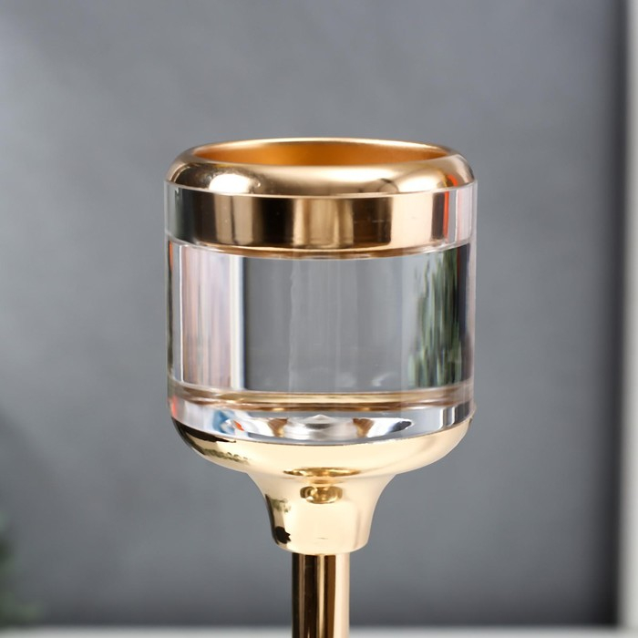 Подсвечник металл на 1 свечу "Прозрачность"МИКС золото 26х12х12 см