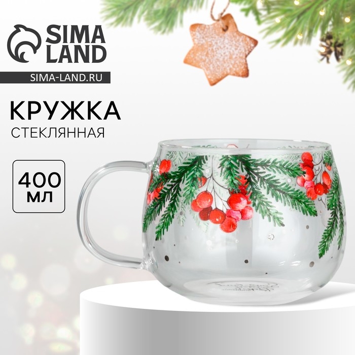 Новый год. Кружка новогодняя стеклянная &laquo;Зимние истории&raquo;, 400 мл