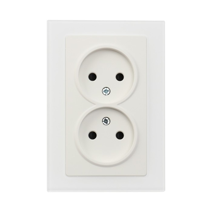 Розетка двухместная TOT Matte Glass, 10 А, скрытая, без з/к, стекло, белая