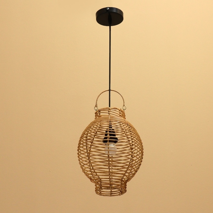 Светильник потолочный из ротанга Светильник потолочный из ротанга "Фонарь" 1х120Вт, Е27, 24х24х30 см