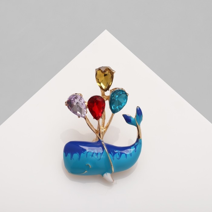 Брошь «Кит» улыбчивый, цветная в золоте Брошь «Кит» улыбчивый, цветная в золоте