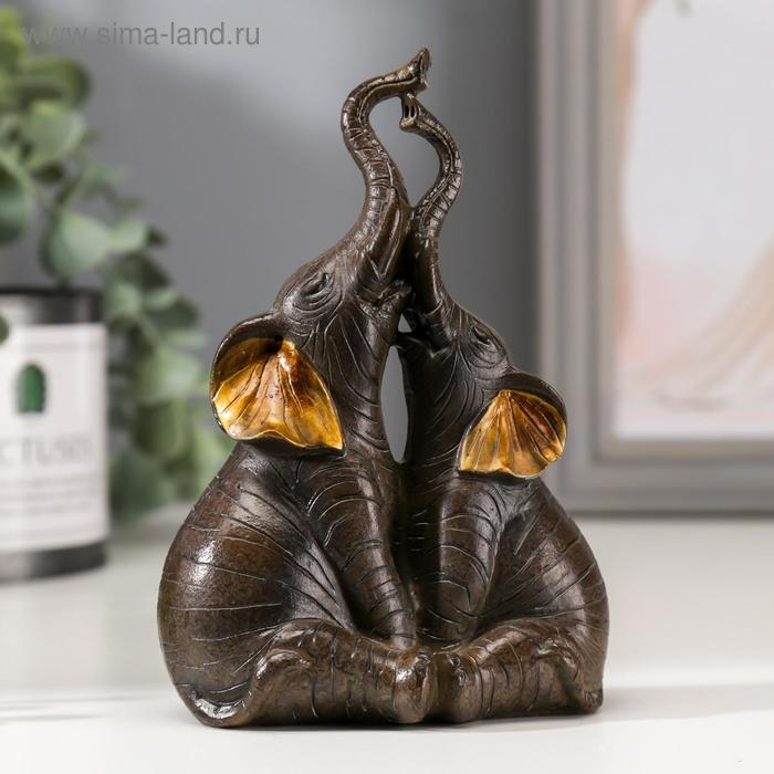 Сувенир полистоун Сувенир полистоун "Два африканских коричневых слона" золотые ушки 13,5х5,5х9,5 см