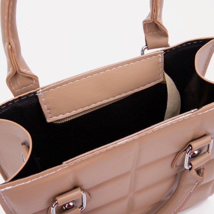 Сумка женская тоут на молнии, цвет бежевый