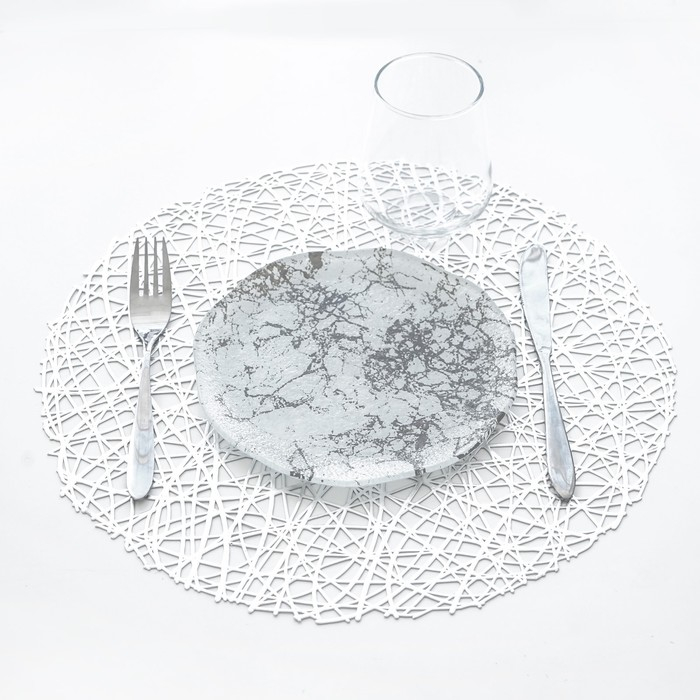 Набор салфеток сервировочных на стол Доляна «Паутинка», d=38 см, 4 шт, цвет серебряный Набор салфеток сервировочных на стол Доляна «Паутинка», d=38 см, 4 шт, цвет серебряный