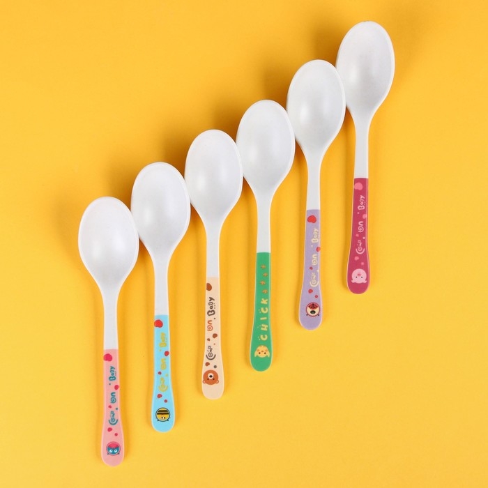 Ложка детская для кормления из бамбука, форма овал, цвет МИКС Ложка детская для кормления из бамбука, форма овал, цвет МИКС