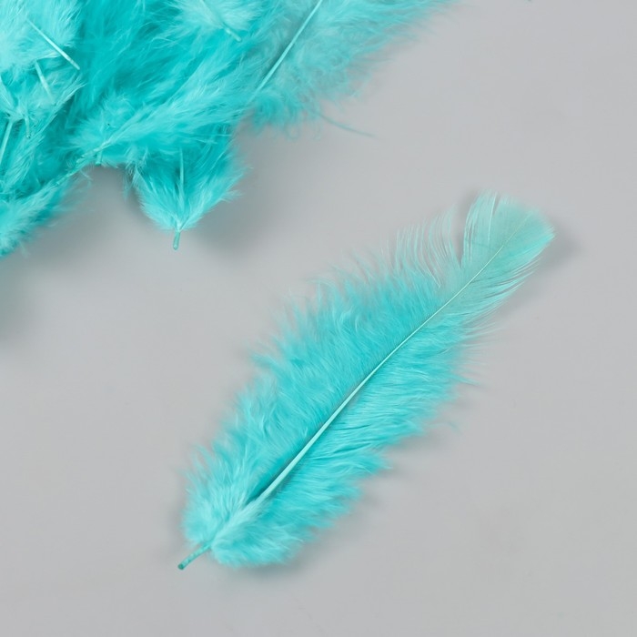 Перо декоративное гусиное пуховое "Изумрудно-зелёное" набор 40 шт h=10-15 см