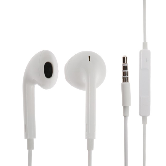 Наушники проводные, вкладыши, микрофон, белые Наушники проводные, вкладыши, микрофон, белые