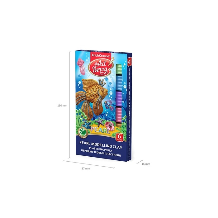 Пластилин 6 цветов, 90 г, ErichKrause ArtBerry Pearl, перламутровый, с алоэ вера, со стеком, в картонной упаковке Пластилин 6 цветов, 90 г, ErichKrause ArtBerry Pearl, перламутровый, с алоэ вера, со стеком, в картонной упаковке