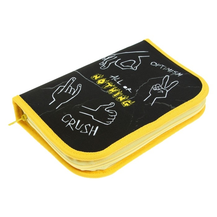 Пенал 1 секция, 130 х 210 х 40 мм, 2 откидные планки, тканевый, Calligrata TOP, Content Пенал 1 секция, 130 х 210 х 40 мм, 2 откидные планки, тканевый, Calligrata TOP, Content "Жесты"